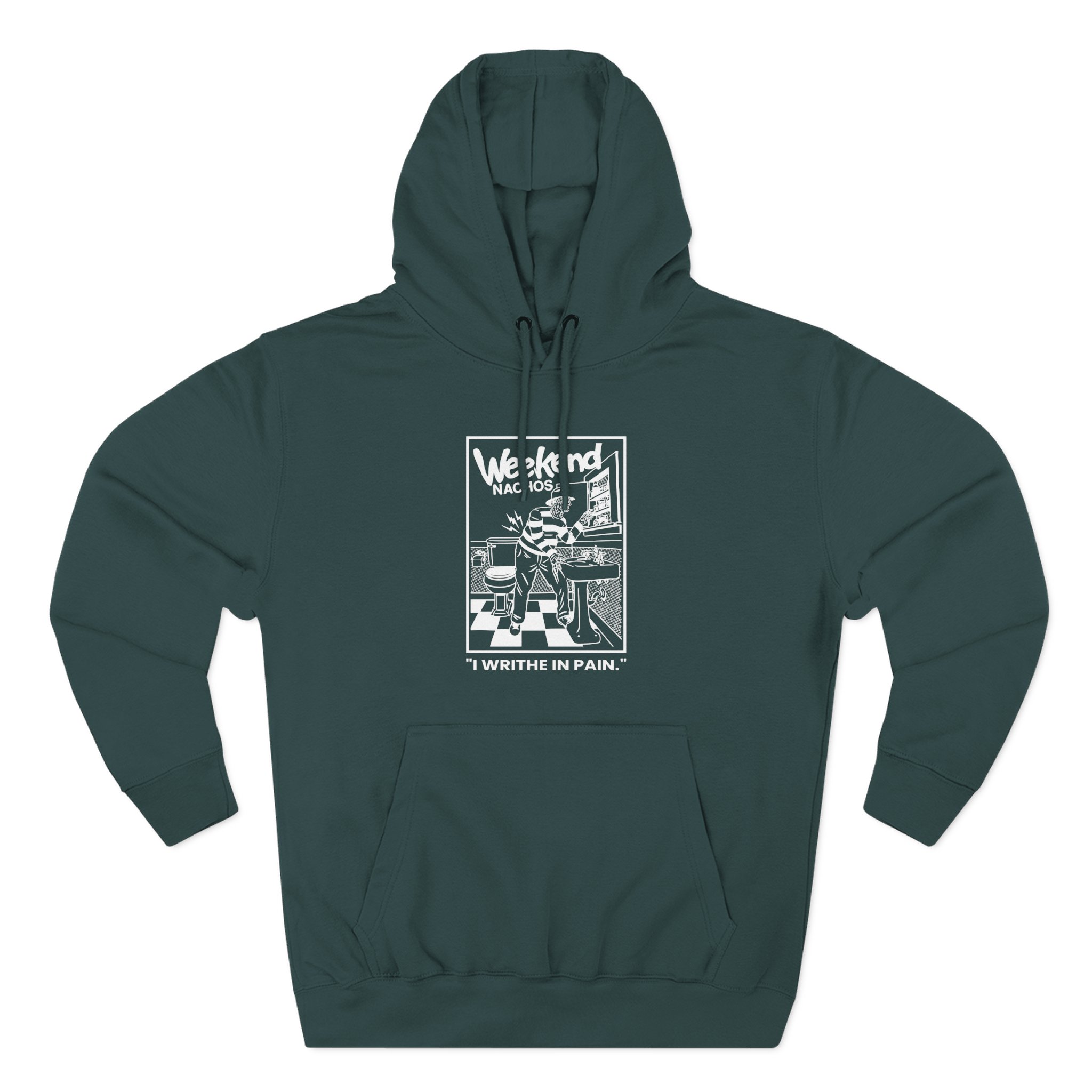 Weekend Nachos I Writhe in Pain Three-Panel Fleece Hoodie - Image 5