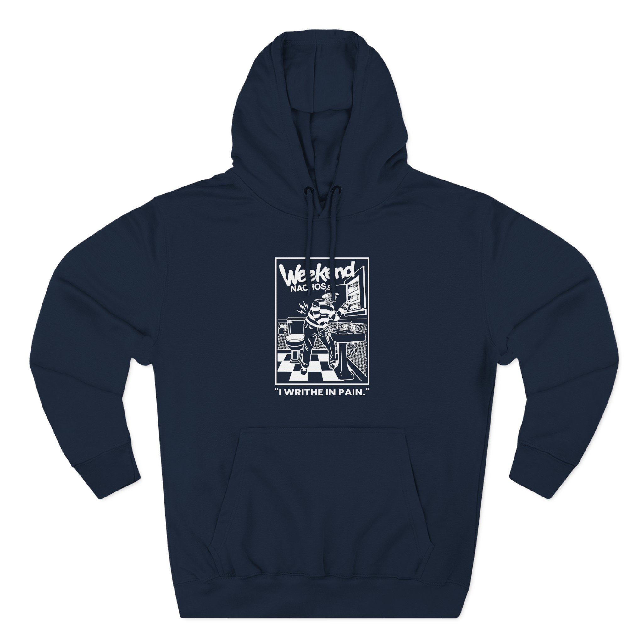 Weekend Nachos I Writhe in Pain Three-Panel Fleece Hoodie - Image 7