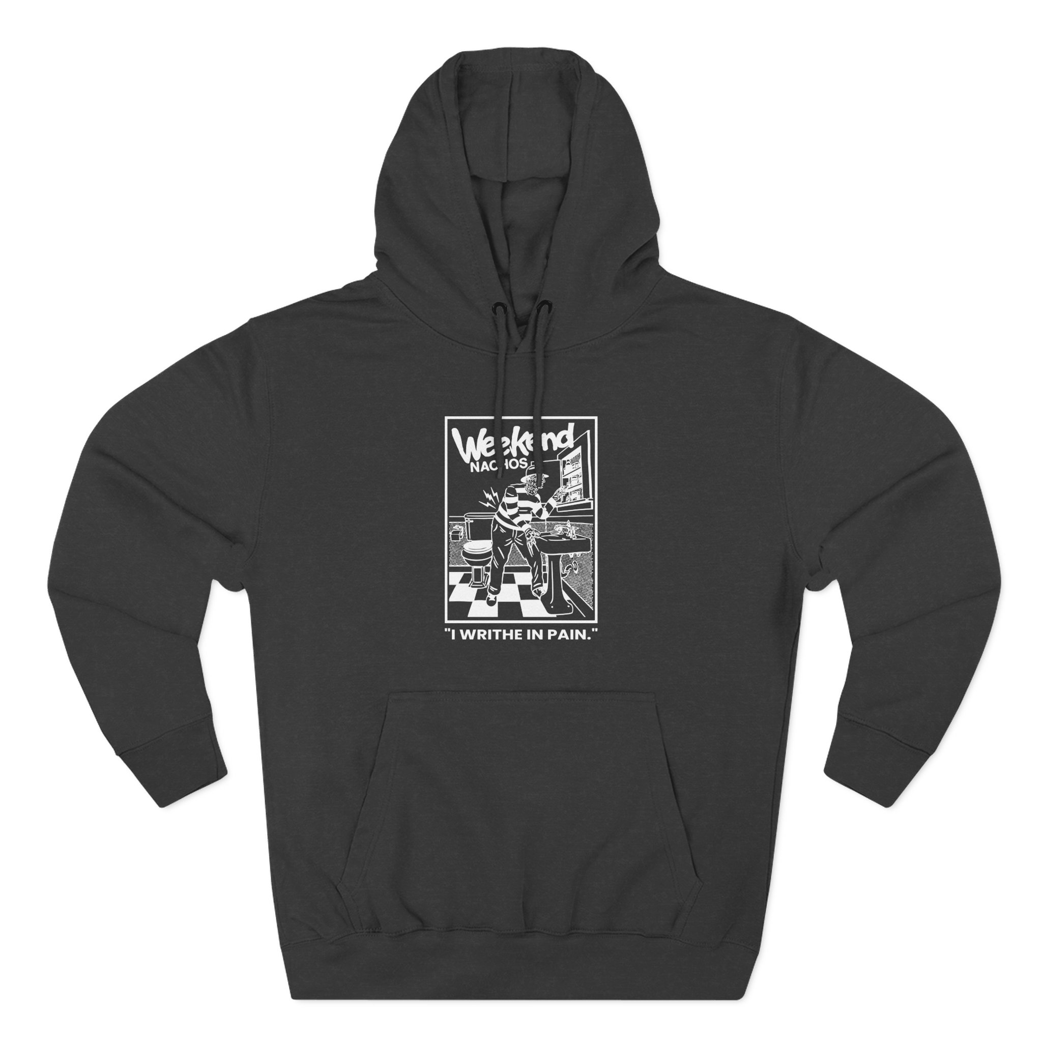 Weekend Nachos I Writhe in Pain Three-Panel Fleece Hoodie - Image 3