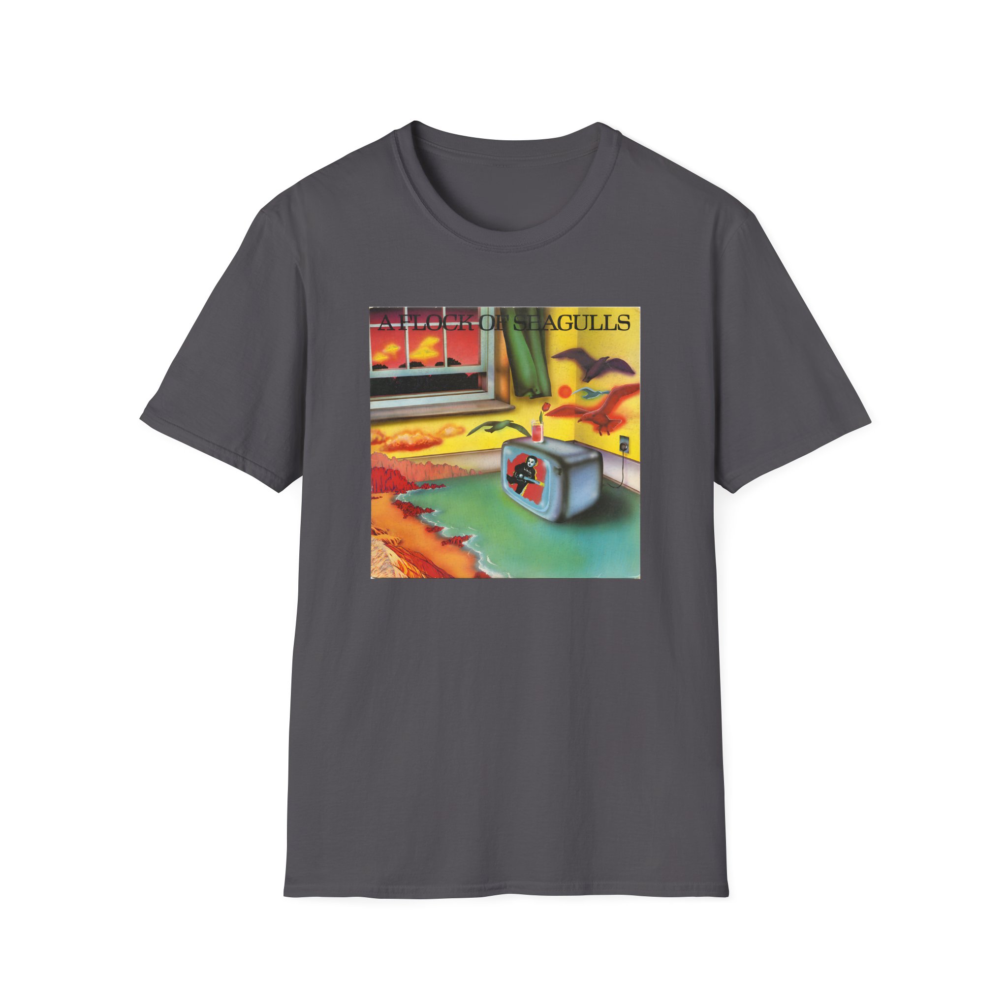 A Flock of Seagulls Original Album Cover Unisex Softstyle T-Shirt - Image 7