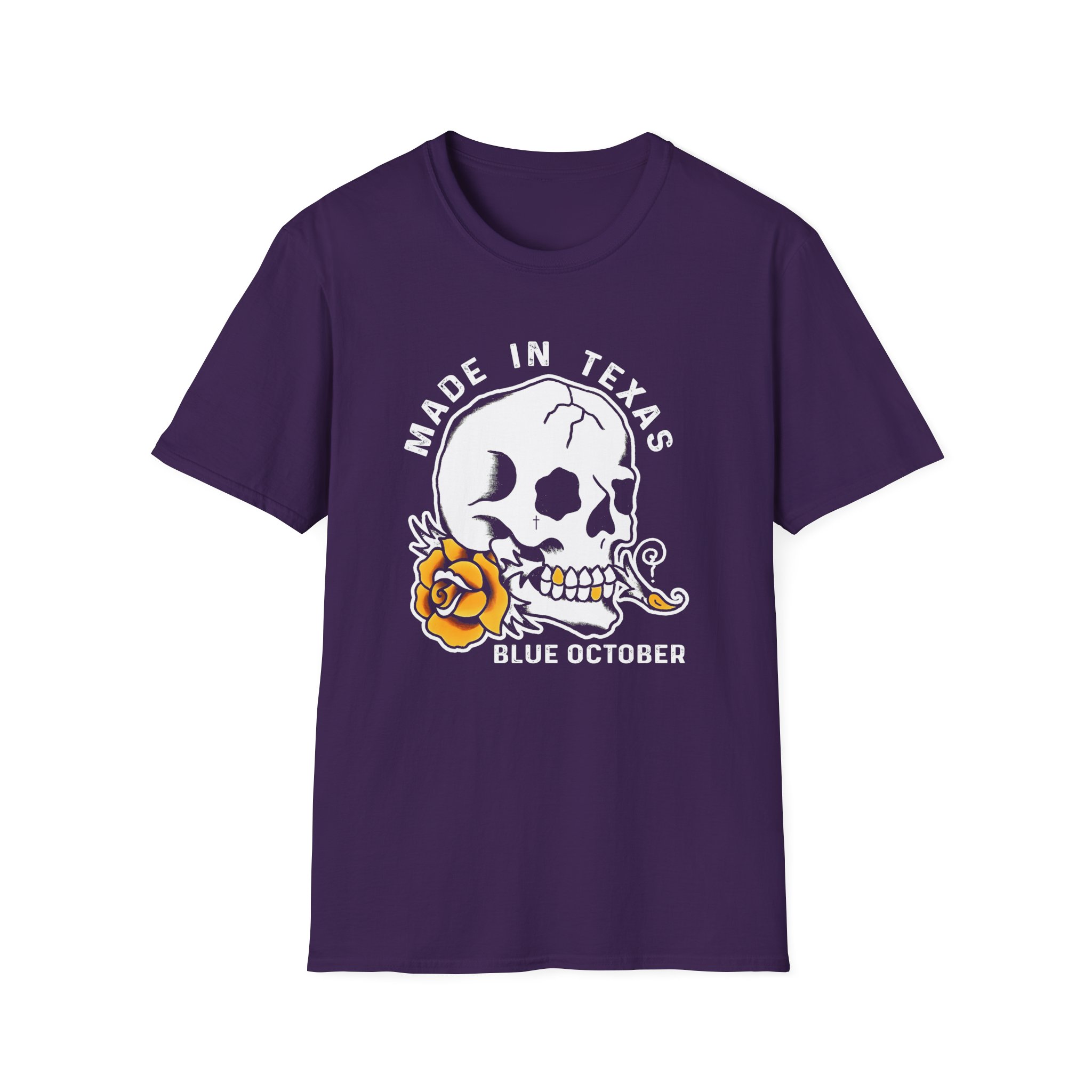 Blue October Skull Rose Unisex Softstyle T-Shirt - Image 13