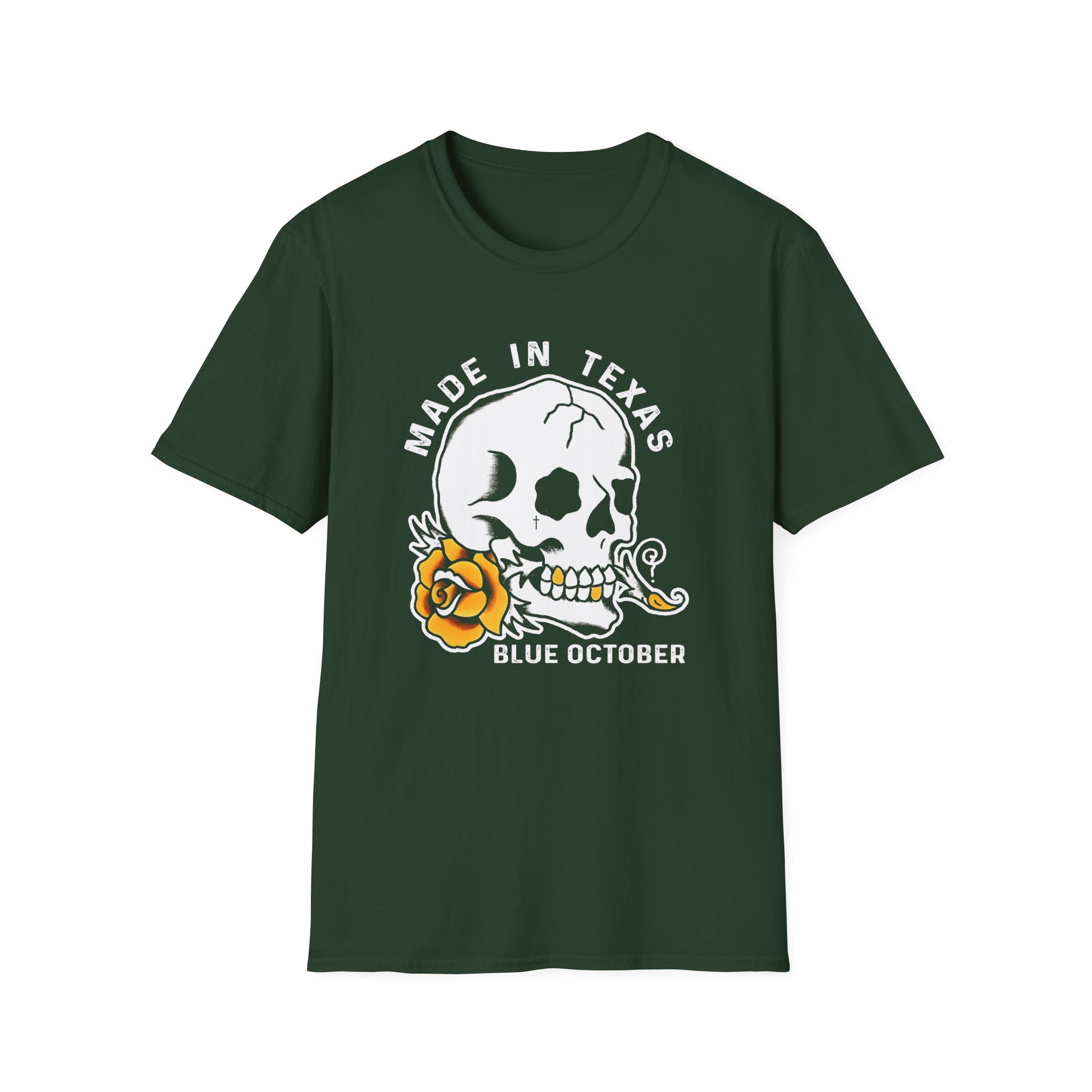 Blue October Skull Rose Unisex Softstyle T-Shirt - Image 7